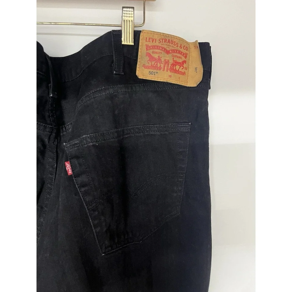 Levi's 501 Black Straight Leg Jeans Men's 44x34 Button Fly Denim